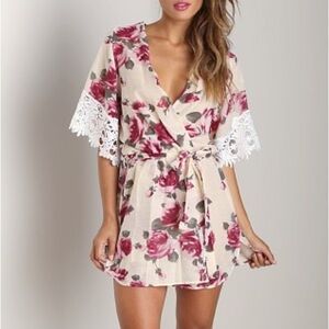 Stone Cold Fox SILK Floral Fox Robe Rose